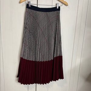 Reserved Burgundy and Black Plaid A-Line Skirt